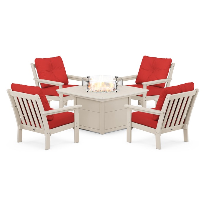 Vineyard 5-Piece Conversation Set with Fire Pit Table