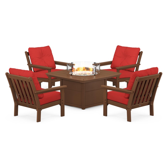 Vineyard 5-Piece Conversation Set with Fire Pit Table