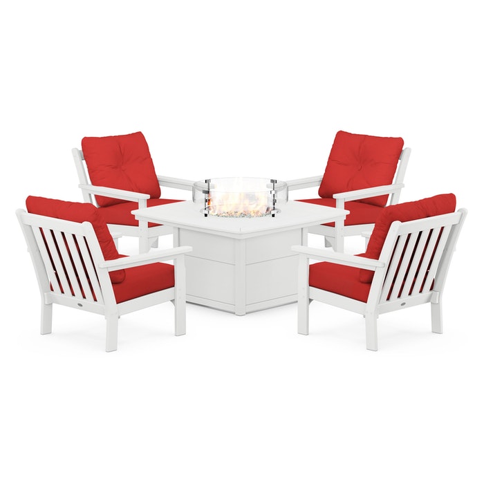 Vineyard 5-Piece Conversation Set with Fire Pit Table