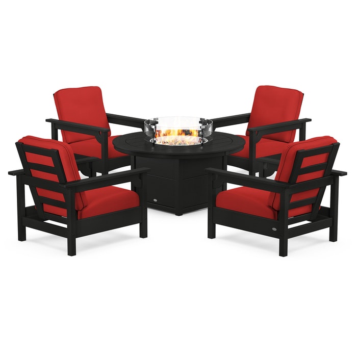 Club 5-Piece Conversation Set with Fire Pit Table