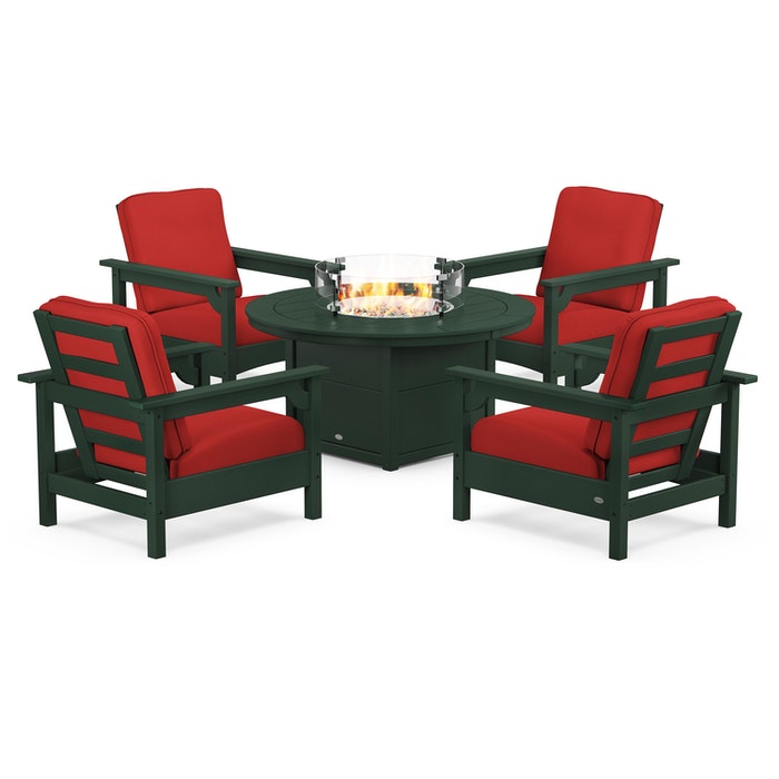 Club 5-Piece Conversation Set with Fire Pit Table