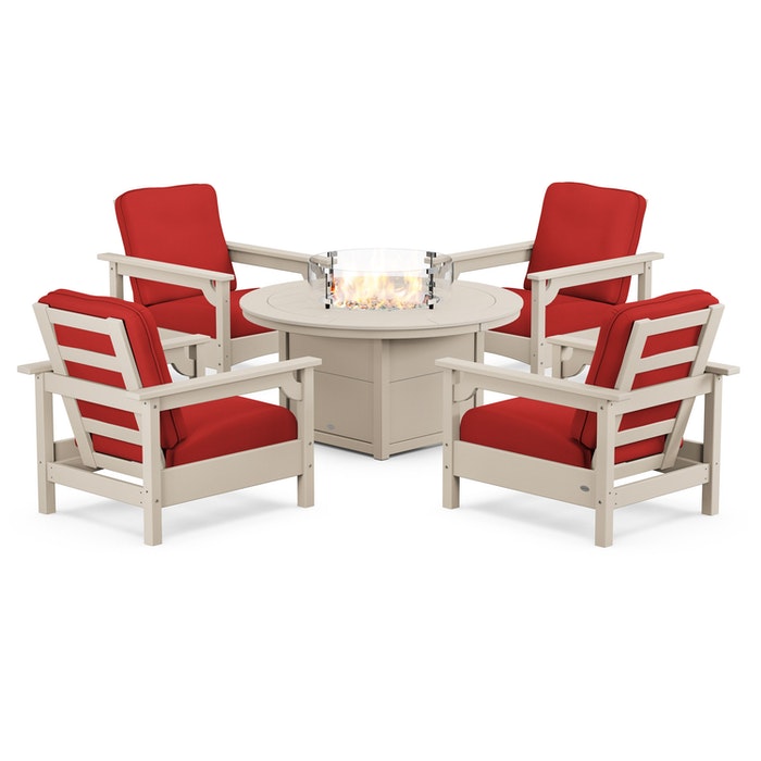 Club 5-Piece Conversation Set with Fire Pit Table