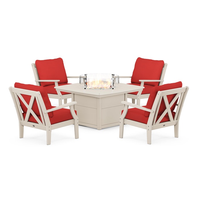 Braxton 5-Piece Deep Seating Conversation Set with Fire Pit Table