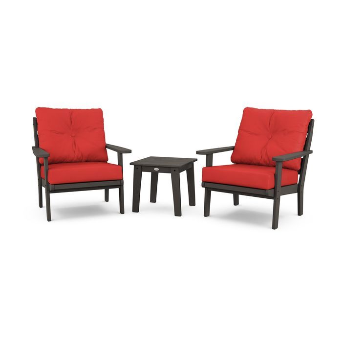 Lakeside 3-Piece Deep Seating Chair Set in Vintage Finish