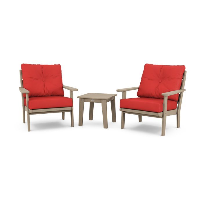 Lakeside 3-Piece Deep Seating Chair Set in Vintage Finish