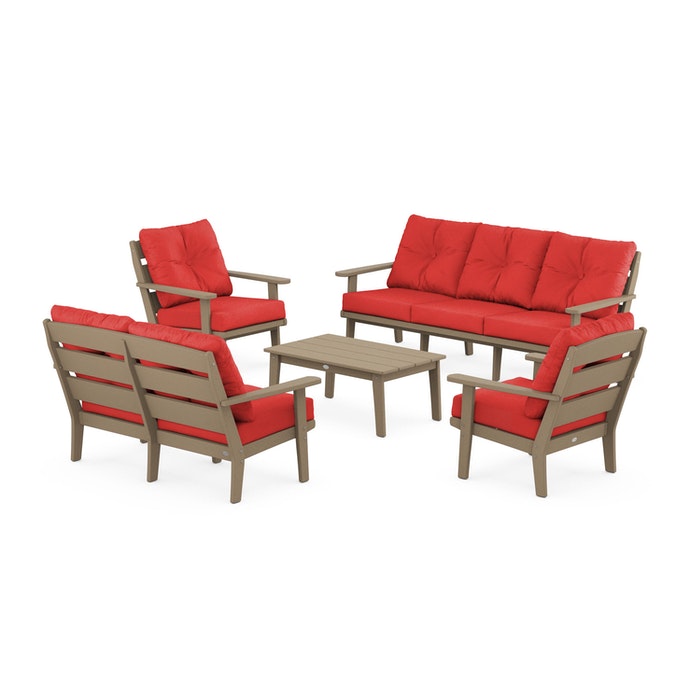 Lakeside 5-Piece Lounge Sofa Set in Vintage Finish
