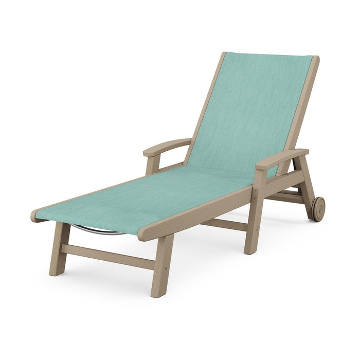 Coastal Chaise with Wheels in Vintage Finish