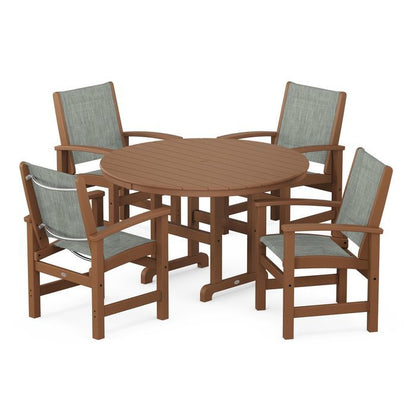 Coastal 5-Piece Round Farmhouse Dining Set