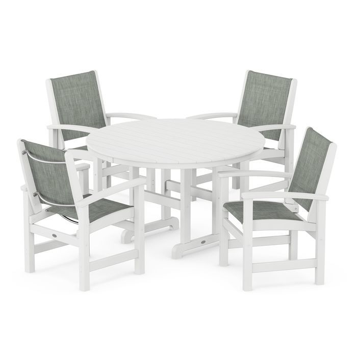 Coastal 5-Piece Round Farmhouse Dining Set