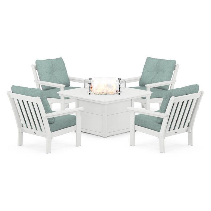 Vineyard 5-Piece Conversation Set with Fire Pit Table