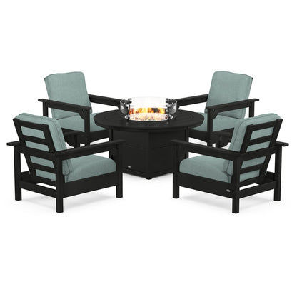Club 5-Piece Conversation Set with Fire Pit Table