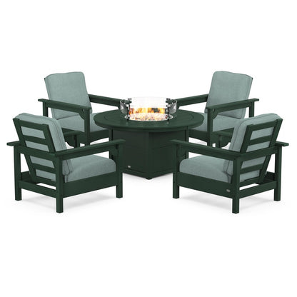 Club 5-Piece Conversation Set with Fire Pit Table