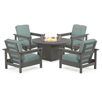 Club 5-Piece Conversation Set with Fire Pit Table