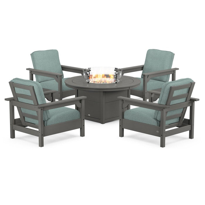 Club 5-Piece Conversation Set with Fire Pit Table