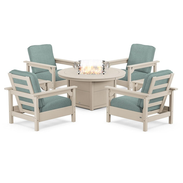 Club 5-Piece Conversation Set with Fire Pit Table