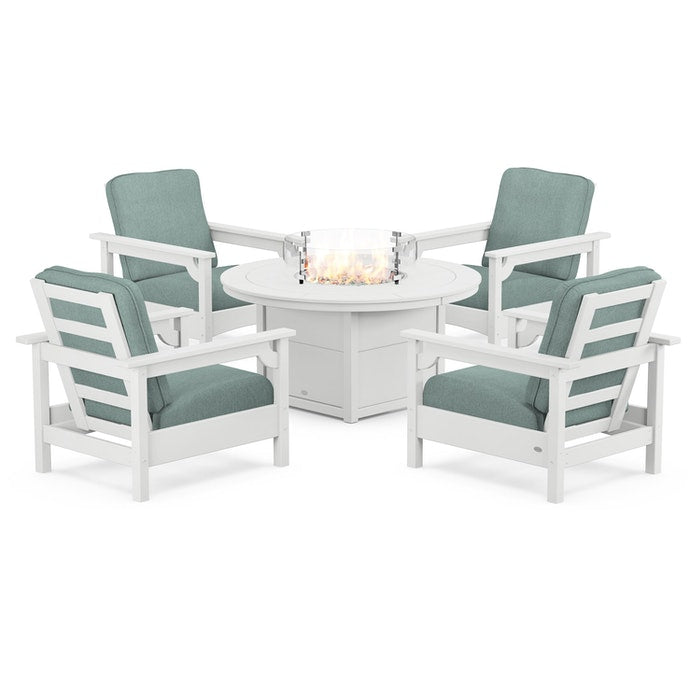 Club 5-Piece Conversation Set with Fire Pit Table