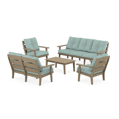 Lakeside 5-Piece Lounge Sofa Set in Vintage Finish