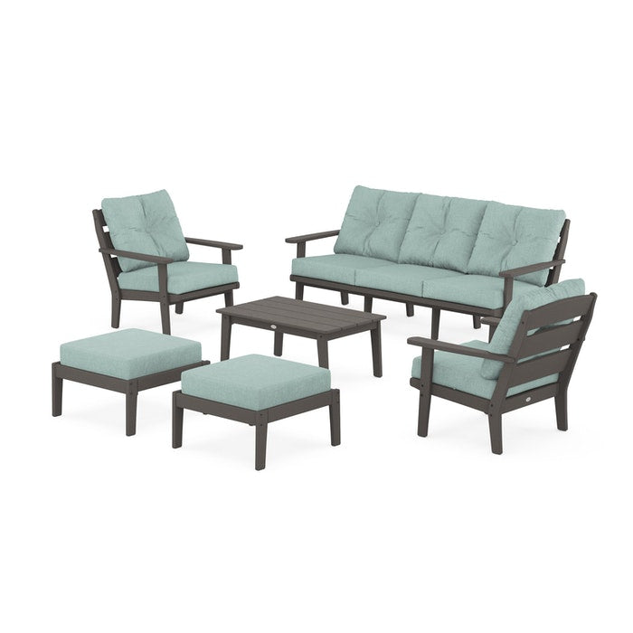 Lakeside 6-Piece Lounge Sofa Set in Vintage Finish