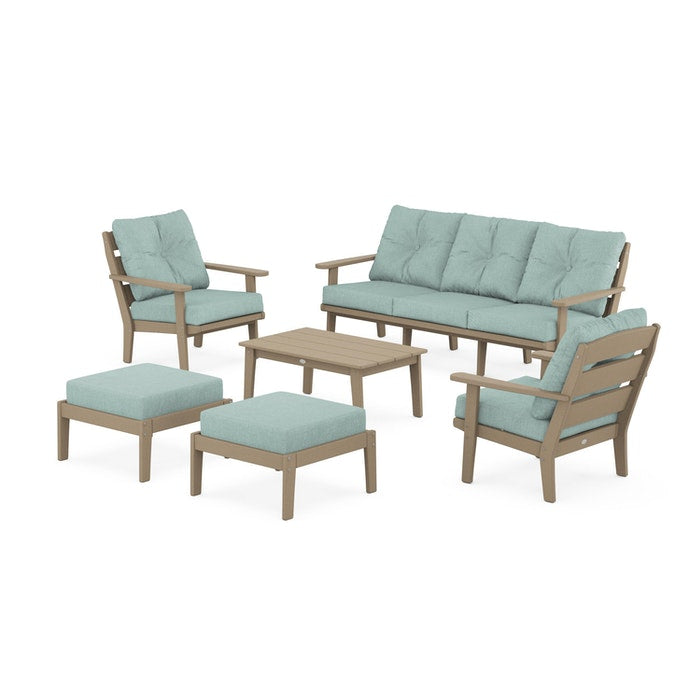 Lakeside 6-Piece Lounge Sofa Set in Vintage Finish