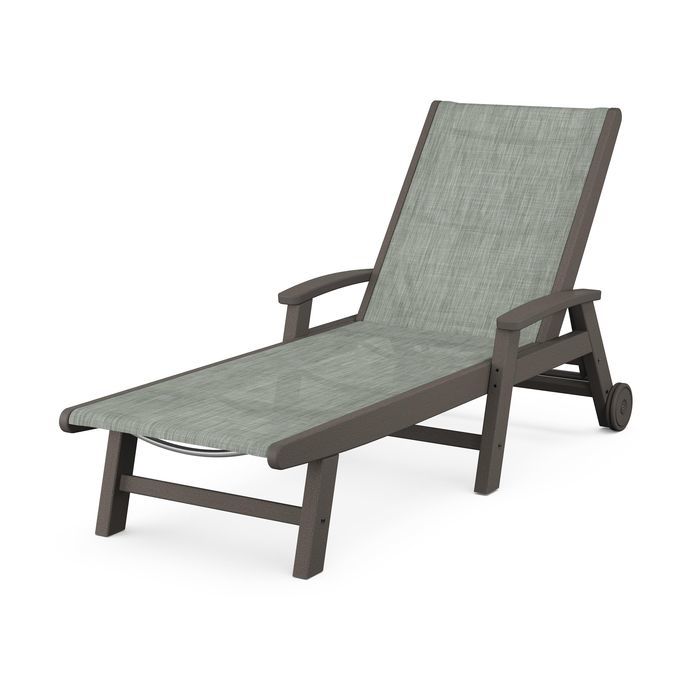 Coastal Chaise with Wheels in Vintage Finish