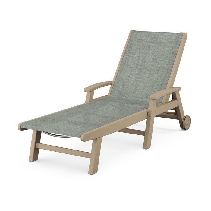 Coastal Chaise with Wheels in Vintage Finish