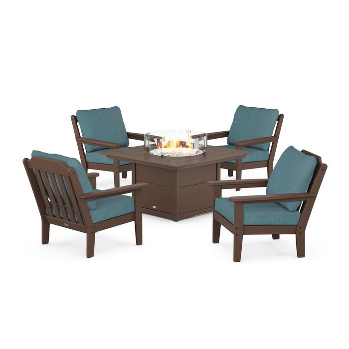 Country Living 5-Piece Deep Seating Set with Fire Pit Table