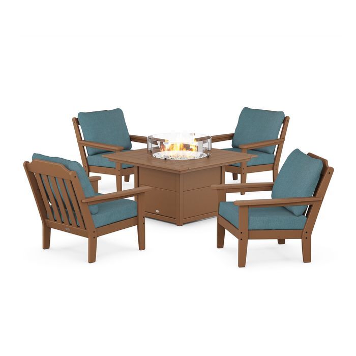 Country Living 5-Piece Deep Seating Set with Fire Pit Table