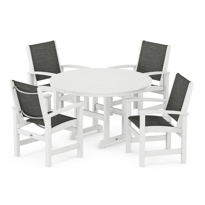 Coastal 5-Piece Round Farmhouse Dining Set