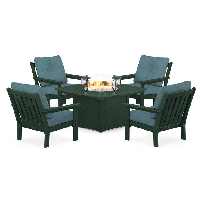 Vineyard 5-Piece Conversation Set with Fire Pit Table