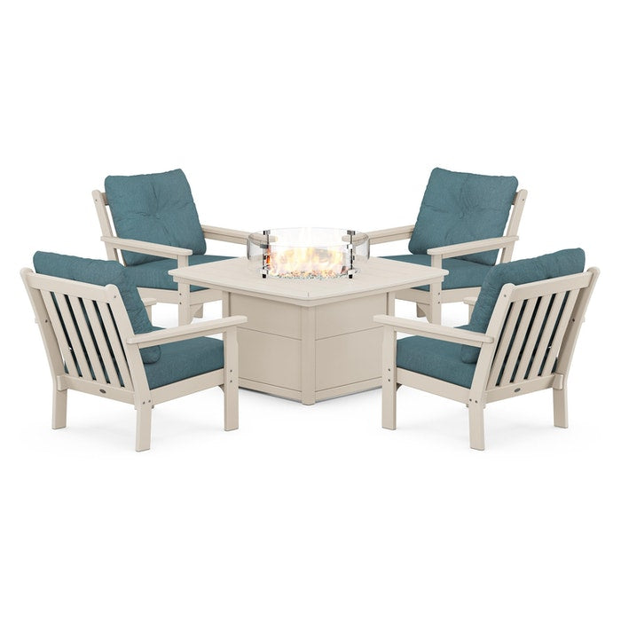 Vineyard 5-Piece Conversation Set with Fire Pit Table