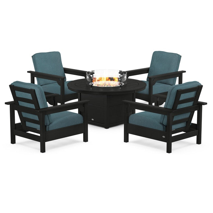 Club 5-Piece Conversation Set with Fire Pit Table