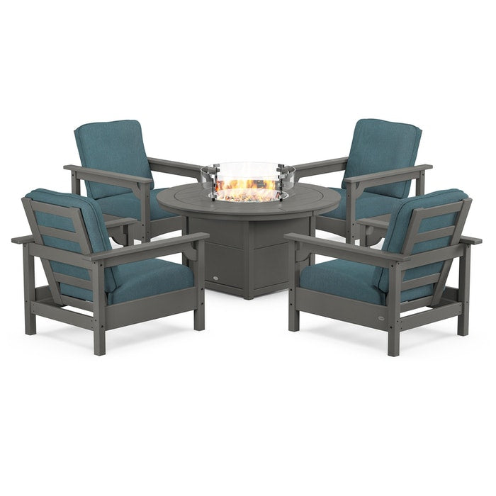 Club 5-Piece Conversation Set with Fire Pit Table