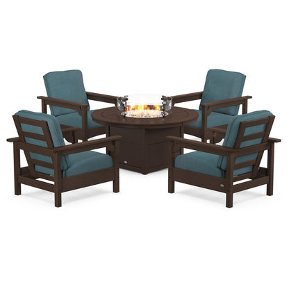 Club 5-Piece Conversation Set with Fire Pit Table