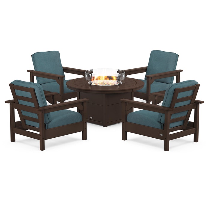 Club 5-Piece Conversation Set with Fire Pit Table