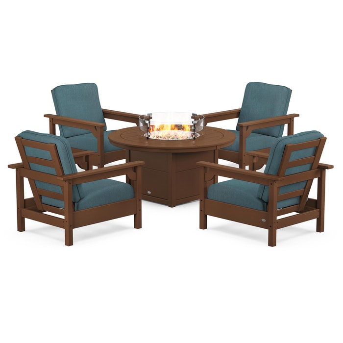 Club 5-Piece Conversation Set with Fire Pit Table