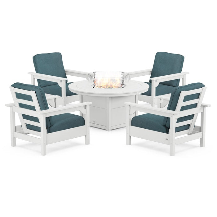 Club 5-Piece Conversation Set with Fire Pit Table