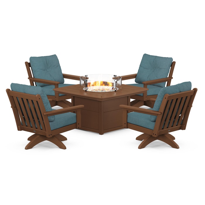 Vineyard 5-Piece Deep Seating Swivel Conversation Set with