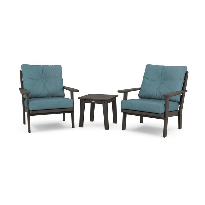 Lakeside 3-Piece Deep Seating Chair Set in Vintage Finish