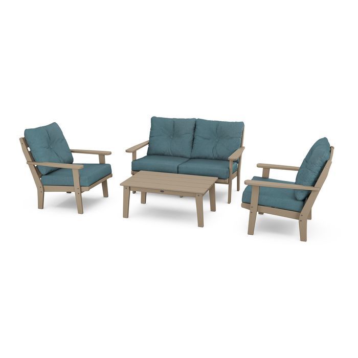 Lakeside 4-Piece Deep Seating Set in Vintage Finish