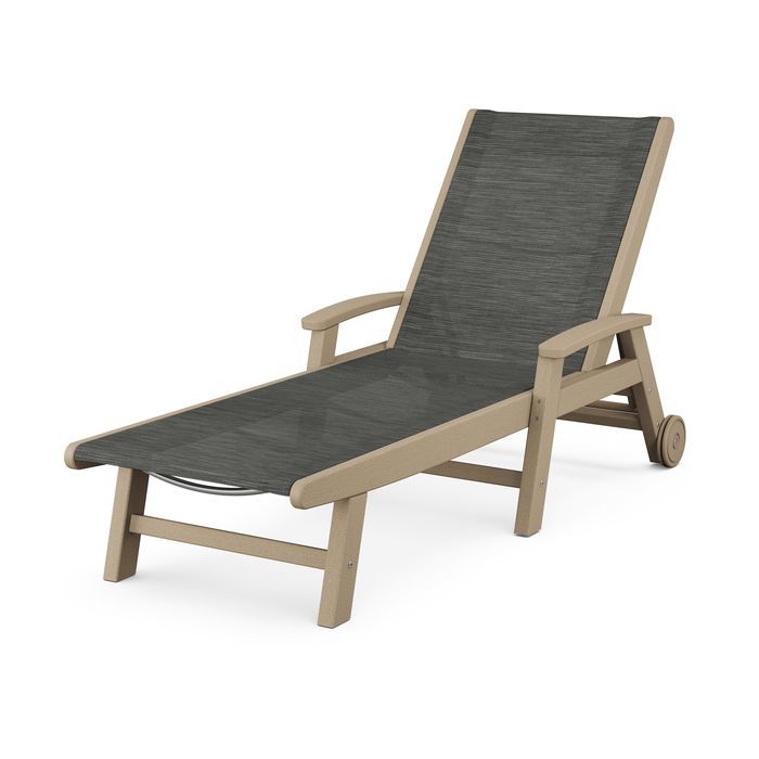 Coastal Chaise with Wheels in Vintage Finish