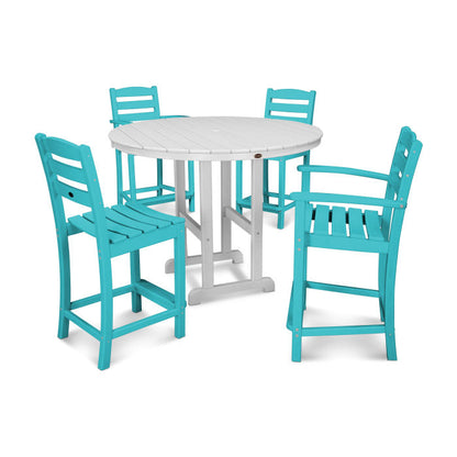La Casa Café 5-Piece Round Farmhouse Counter Dining Set