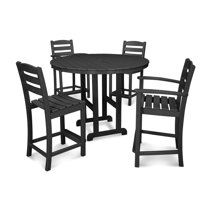 La Casa Café 5-Piece Round Farmhouse Counter Dining Set