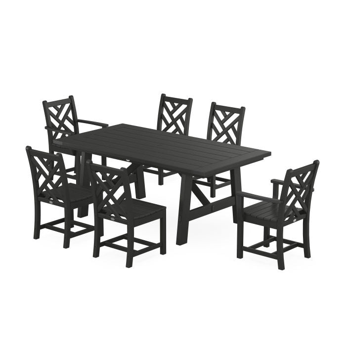 Chippendale 7-Piece Rustic Farmhouse Dining Set
