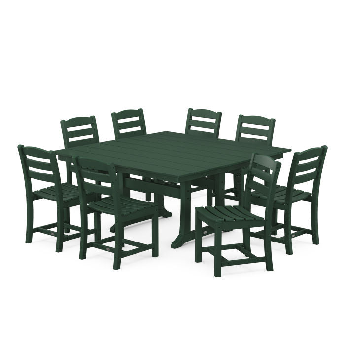 La Casa Café 9-Piece Farmhouse Trestle Dining Set