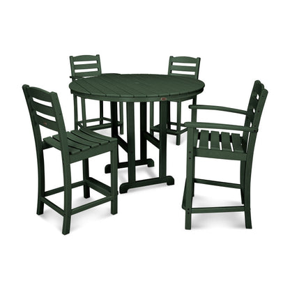 La Casa Café 5-Piece Round Farmhouse Counter Dining Set