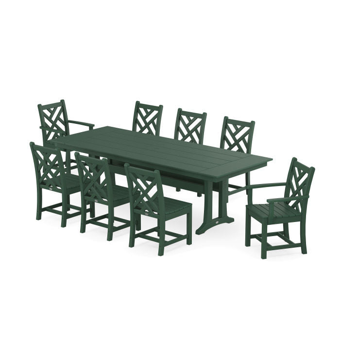 Chippendale 9-Piece Farmhouse Dining Set with Trestle Legs