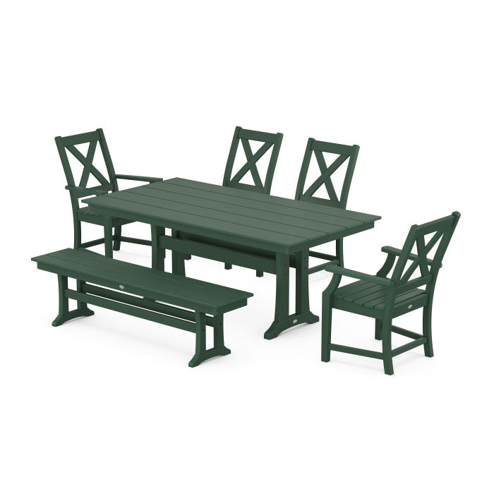 Braxton 6-Piece Farmhouse Dining Set With Trestle Legs