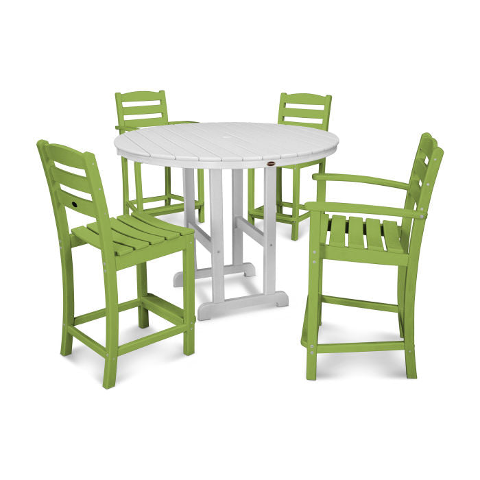 La Casa Café 5-Piece Round Farmhouse Counter Dining Set