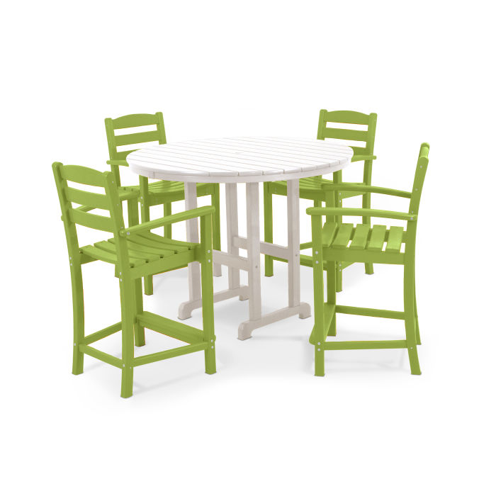 La Casa Café 5-Piece Round Farmhouse Counter Set