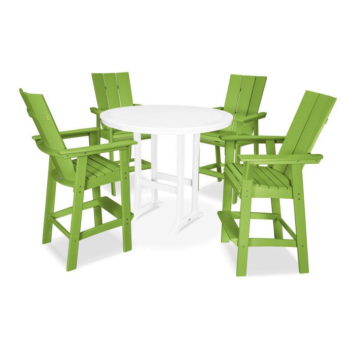 Modern Curveback Adirondack 5-Piece Nautical Trestle Bar Set